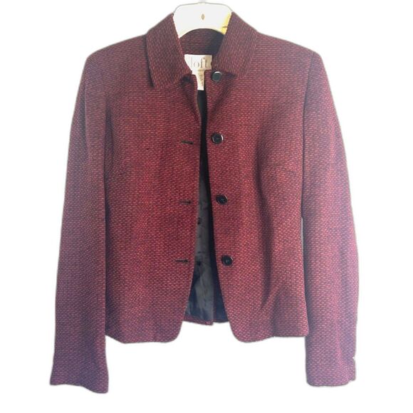 Ann Taylor LOFT Tweed Wool Blend Button Front Jacket Blazer Size 2 (MD) - Picture 1 of 10
